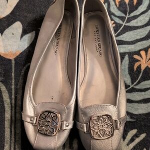 Christian Siriano Metallic Silver Flats